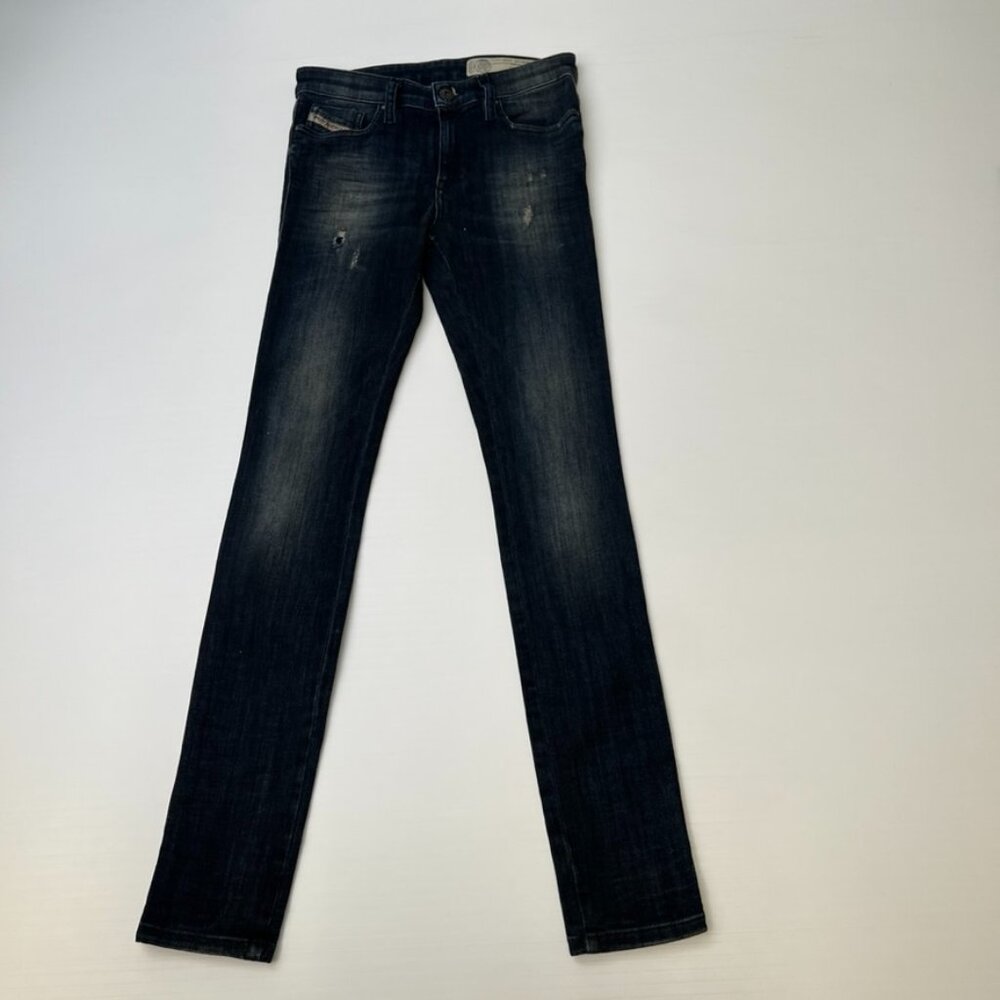 Diesel Jean Women 25 Skinzee Low Rise 25x28.5 Distress Denim Super Slim Core Ex